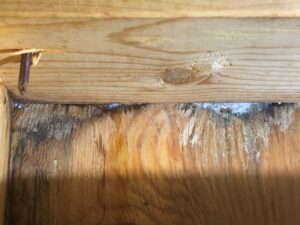 立平板金屋根軒先唐草を固定する釘貫通部からの雨漏り！